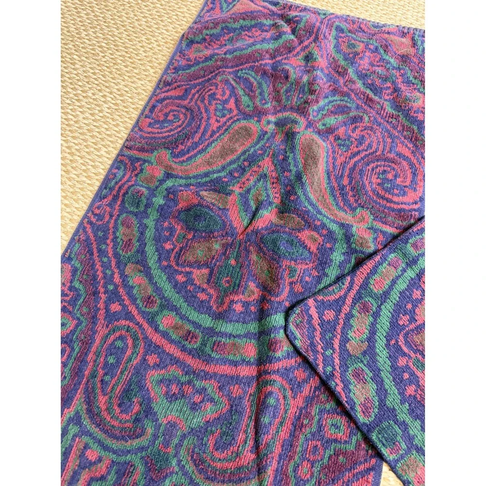 Vintage Ralph Lauren Paisley Towel Set Purple Green Cotton Made in USA 2pc